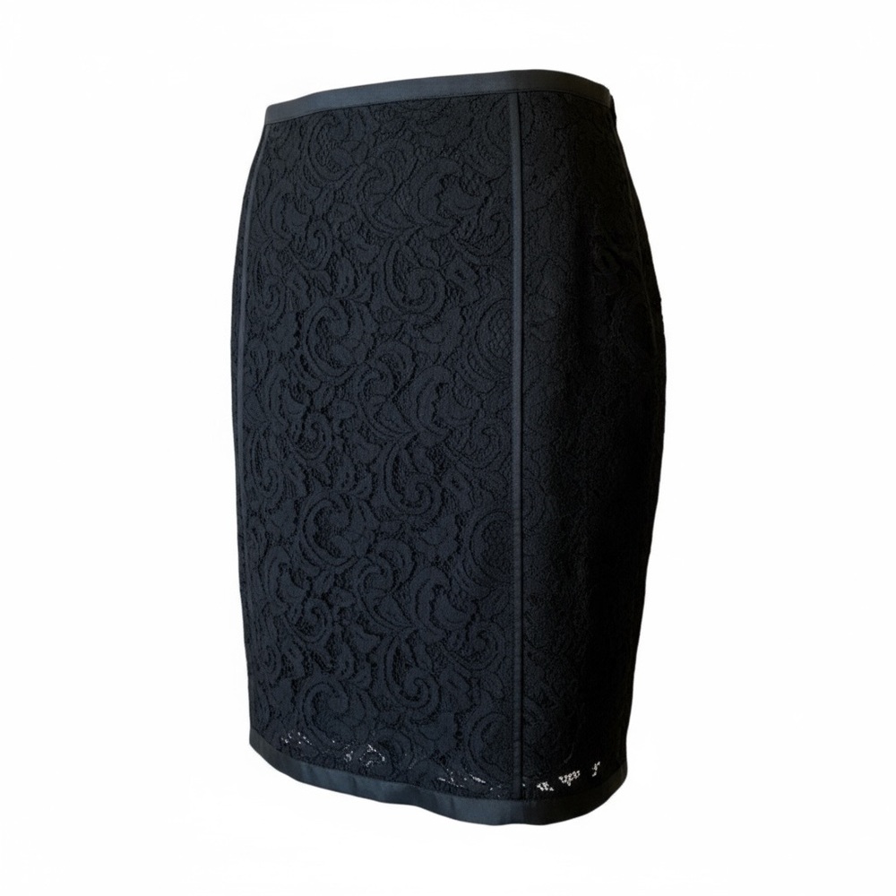 Banana Republic black lace skirt satin trim